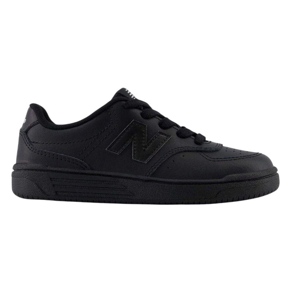 New Balance Childrens/Kids 480 Leather Flat Sneakers / Triple Black